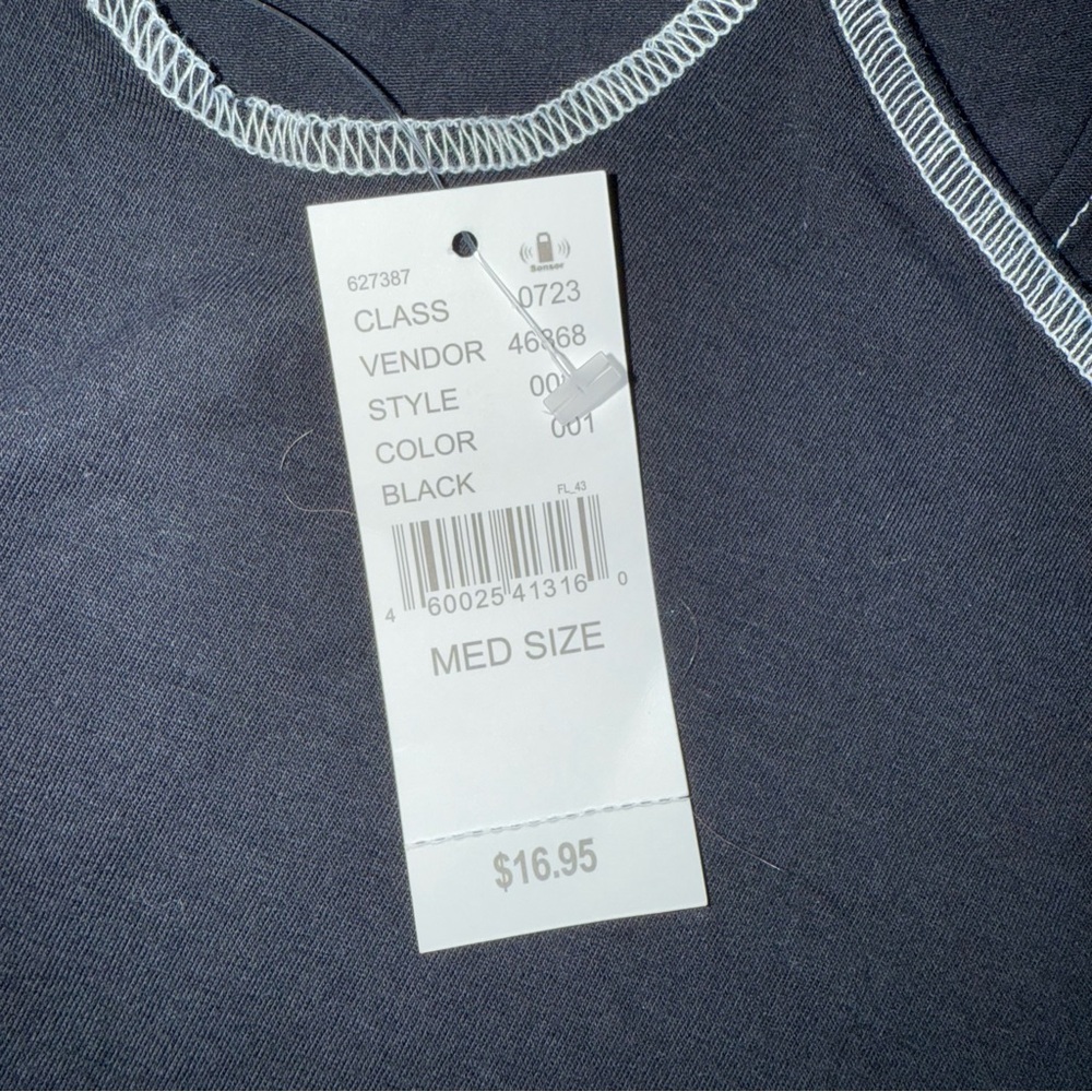 NWT! PacSun - PacCares Peaceful Black Cropped Tank Top White Stitching - Medium - Picture 3 of 3